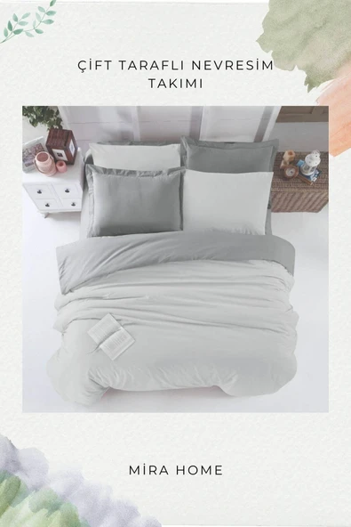 Çift Kişilik Nevresim Takımı Pamuklu Çift Taraflı Lastikli Çarşaflı - 6