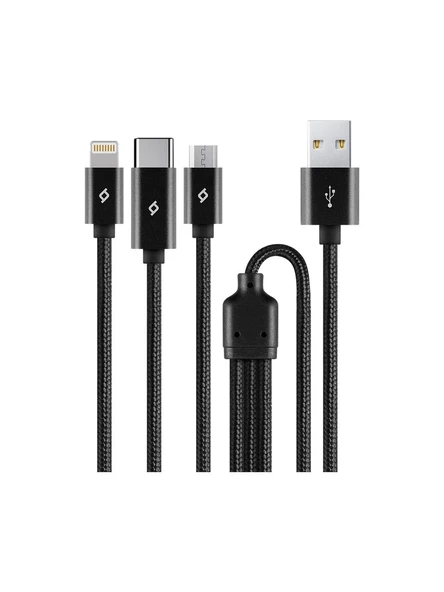 Ttec Alumicable Trio Şarj Kablosu 1mt. USB-C, Lightning, Micro USB