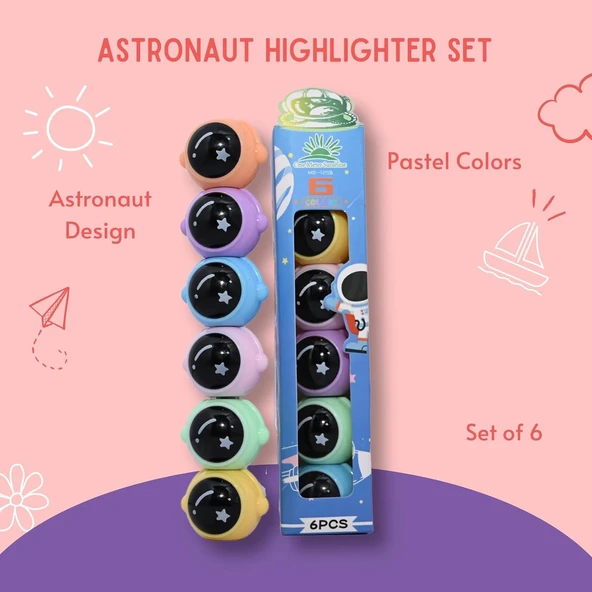 Gen-Of Astronot Fosforlu Kalem 5 Renk MD1258 - Resim 2