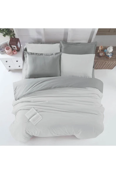 Çift Kişilik Nevresim Takımı Pamuklu Çift Taraflı Lastikli Çarşaflı - 8