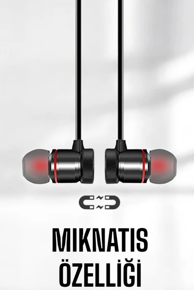 Mikrofonlu Kablosuz Sport Kulak İçi Mıknatıslı Kulaklık - 2