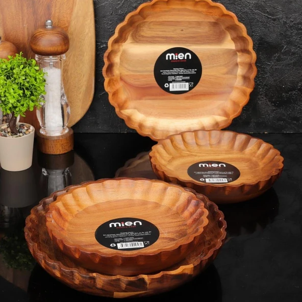 Mien Dayanıklı Akasya Tırtık Kenarlı 25 cm Kase -7b127 - 3