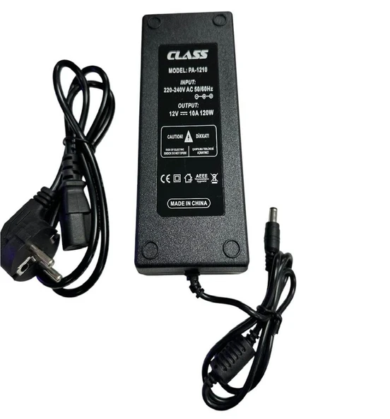 CLASS 12Volt 10Amper 120Watt Plastik Kasa Adaptör 12V 10A 5.5x2.5mm Jak Fişli - Resim 3