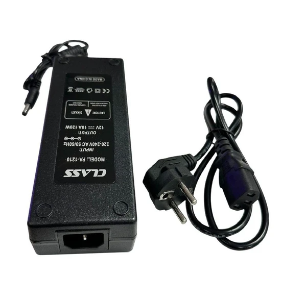 CLASS 12Volt 10Amper 120Watt Plastik Kasa Adaptör 12V 10A 5.5x2.5mm Jak Fişli - Resim 2