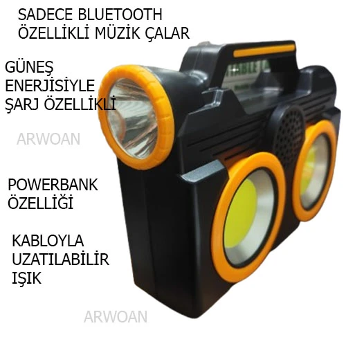 Arwoan kabloyla uzatılabilir fener sadece bluetooth'la çalışabilir ses bombası - 2
