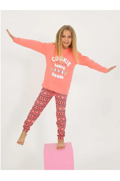 Kız Çocuk Uzun Kollu %100 Pamuklu Pijama Takımı 10/15 Yaş - 3