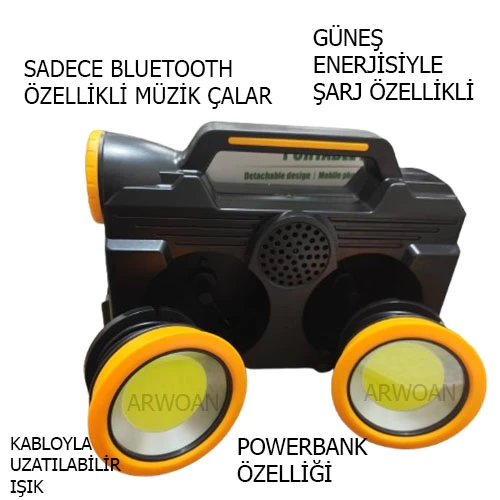 Arwoan kabloyla uzatılabilir fener sadece bluetooth'la çalışabilir ses bombası - 9
