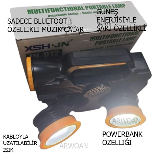 Arwoan kabloyla uzatılabilir fener sadece bluetooth'la çalışabilir ses bombası - 8