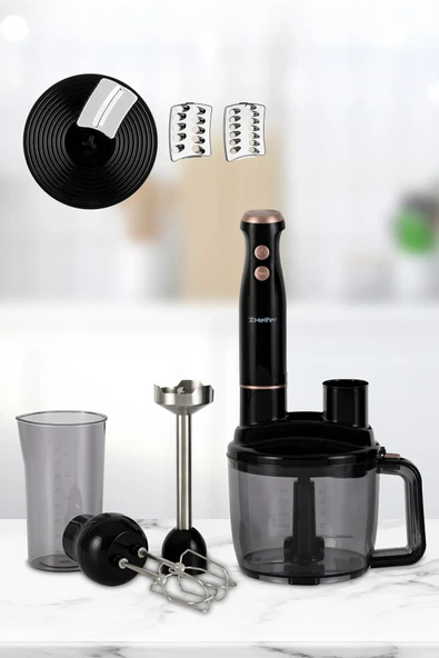 Heifer  Blender Seti Metal  + 2 Kademeli Modern Siyah  1500W  DC Motor - 8