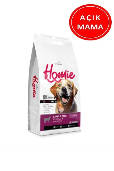 Homie Düşük Tahıllı Kuzulu ve Pirinçli Köpek Maması 1 Kg AÇIK