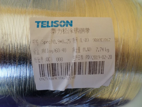 Solar Güneş Paneli Hücresi Birleştirme Teli 0,9x0,25mm (10 Metre) - Resim 2