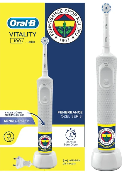 Oral-B D100 Şarj Edilebilir Diş Fırçası Fenerbahçe Taraftar Paketi