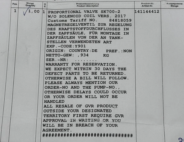 Gilbarco SK700-2 Dispenser Valfi 141144412 - Resim 8