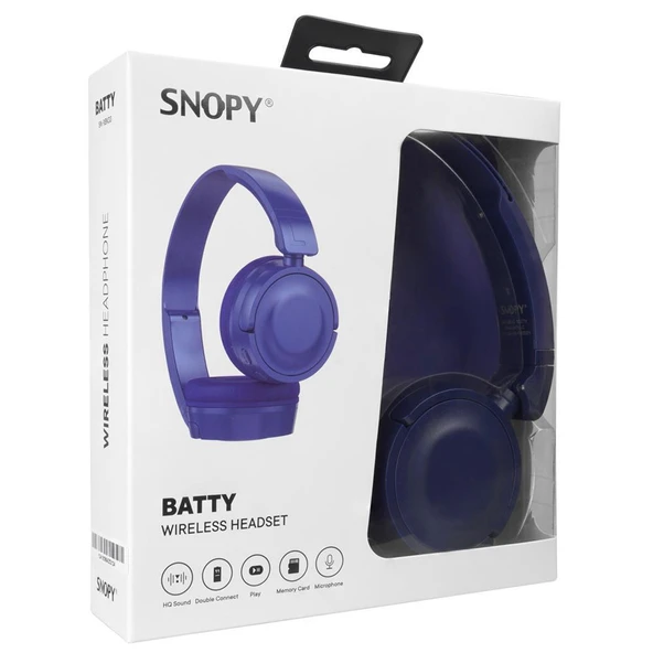Snopy SN-XBK33 BATTY Mavi TF Kart Özellikli Bluetooth Kulaklık - 2