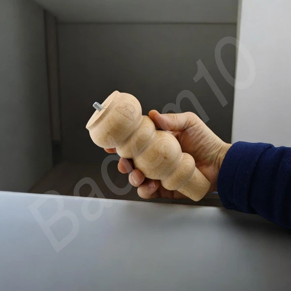 Ahşap 17 cm Ahşap Ayak Bağlantı Aparatlı Mobilya Koltuk Kanepe Sehpa Masa Ayağı Ayakları M8 Civatalı - 6