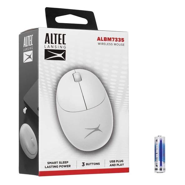 Altec Lansing ALBM7335 Beyaz 2.4GHz USB 1200DPI Alkalin Pilli Kablosuz Mouse - 2