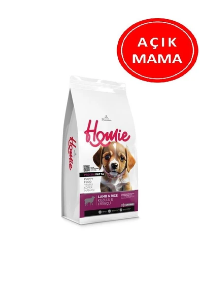 Homie Düşük Tahıllı Kuzulu ve Pirinçli Yavru Köpek Maması 1 Kg AÇIK