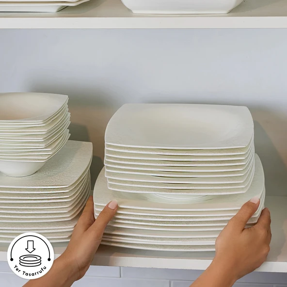 Karaca Fine Pearl Helen 58 Parça 12 Kişilik Kare Yemek Takımı - Resim 7