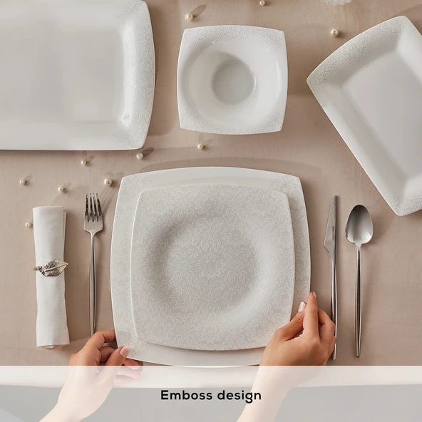 Karaca Fine Pearl Helen 58 Parça 12 Kişilik Kare Yemek Takımı - Resim 2