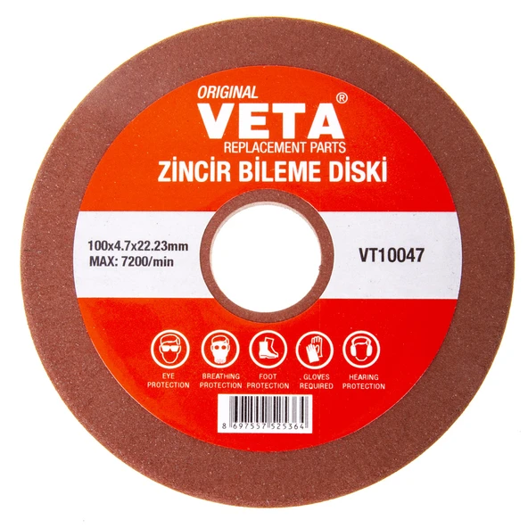 MOTORLU TESTERE ZİNCİR BİLEME DİSKİ 100X4.7X22 MM VETA KALIN - Resim 2