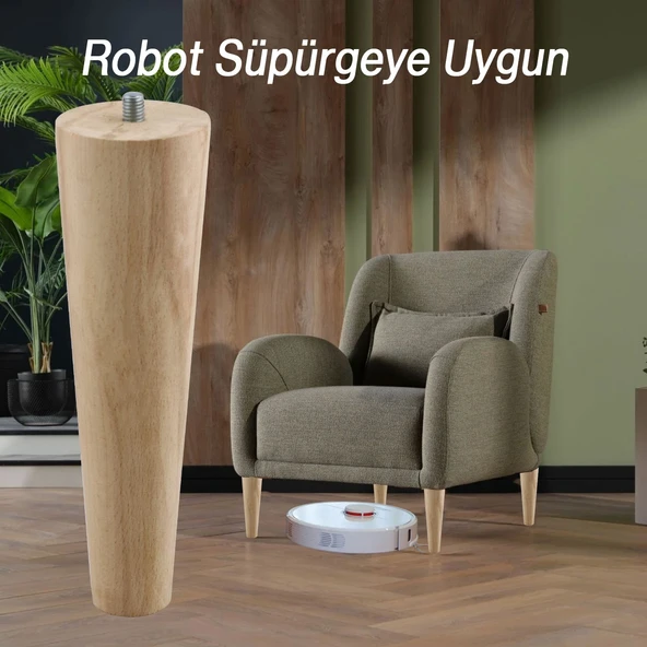 4 ADET Ahşap 18 cm Bağlantı Aparat Mobilya Koltuk Kanepe Berjer Ayağı Yükseltici Ayakları M8 Civata - 9