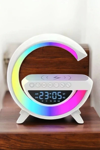 Bluetooth Hoparlör 15W Kablosuz Hızlı Şarj LED Gece Lambası - Resim 5
