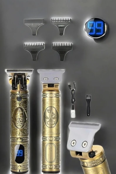 Tıraş Makinesi Şarjlı Profesyonel Saç Kesme Makinesi Gold Çizik Tıraş - Resim 4