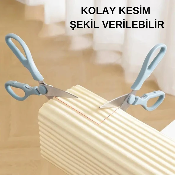 Renkli Duvarlar 8cmx210cm 1 Adet Yapışkanlı Meva Krem Lambiri model Çıta Süpürgelik Tablo Tavan Koruyucu Kenar Çıta - Resim 4