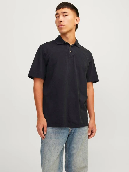 JPRBLUWILLIAM WASH SS POLO SN Black Black M - Resim 2