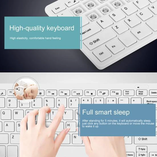 Huawei Matepad T10S 10.1" Uyumlu Kablosuz Wireless Pilli Klavye Mouse Seti - Beyaz - 3