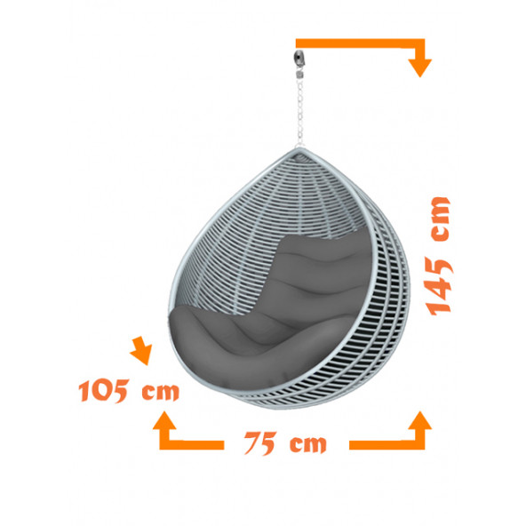 Antrasit Renk Tek Kişilik Balkon Salıncağı - 3