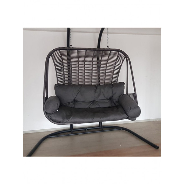 Antrasit Renk Çift Kişilik Balkon-Bahçe Makro İp Salıncak