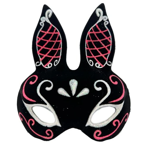 Siyah Süet Tavşan Maskesi Simli ürün görseli 1