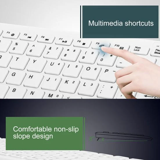 General Mobile E-Tab 10 10.1" Uyumlu Kablosuz Wireless Pilli Klavye Mouse Seti - Beyaz - 7