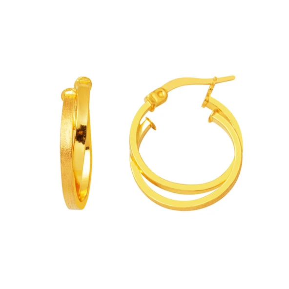 Twin Kumlu Halka Altın Küpe 22 Ayar Orta Boy ürün görseli 1