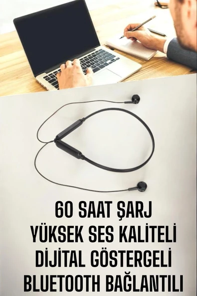 Kablolu Boyun Askılı Dijital Göstergeli Bluetooth Kulaklığı 60 Saat - 4