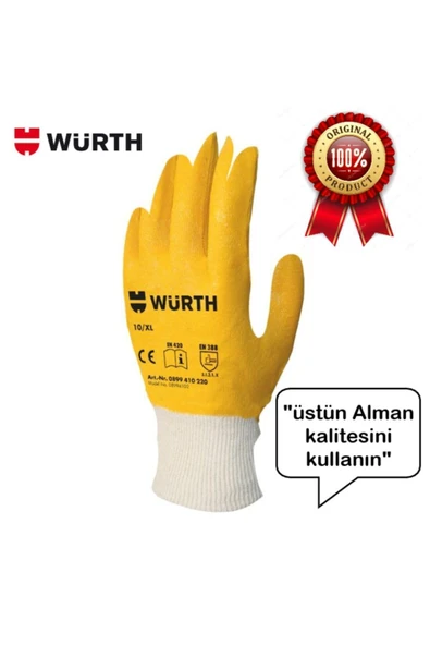 Würth Iş Güvenliği Eldiveni Kalın Nitril Sarı No:9/L ( 1 Çift )
