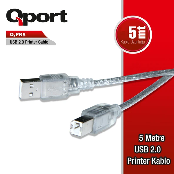 QPORT Q-PR5 USB2.0 5M YAZICI KABLOSU ürün görseli 1