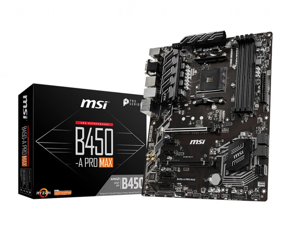 MSI B450-A PRO MAX AM4 DDR4 3466(OC) VGA DVI HDMI M.2 USB3.1 ATX