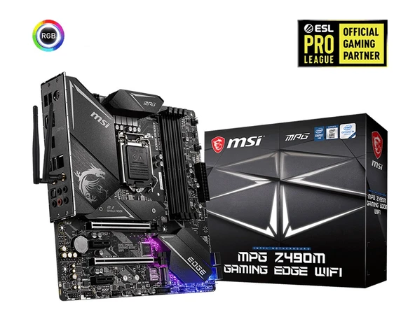 MSI MPG Z490M GAMING EDGE WIFI SOKET 1200 DDR4 4800 (OC) PCI-E Gen 4 M.2 RGB USB3.2 1x 2.5G LAN Wi-Fi 6 mATX