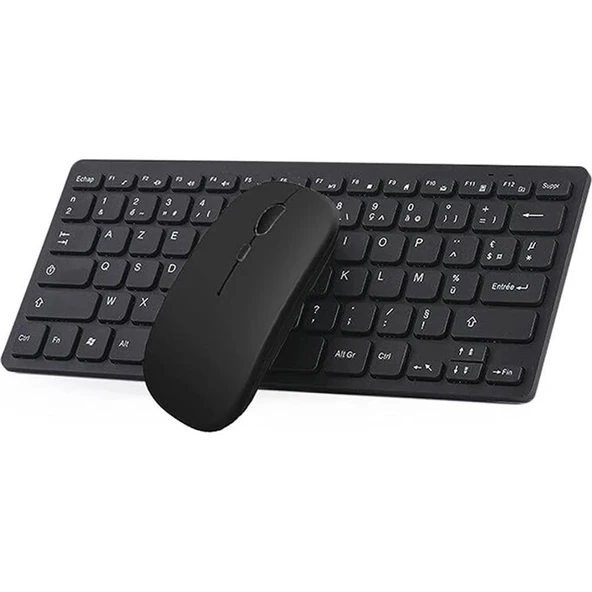 Doogee U10 10.1" Uyumlu Kablosuz Wireless Pilli Klavye Mouse Seti - Siyah