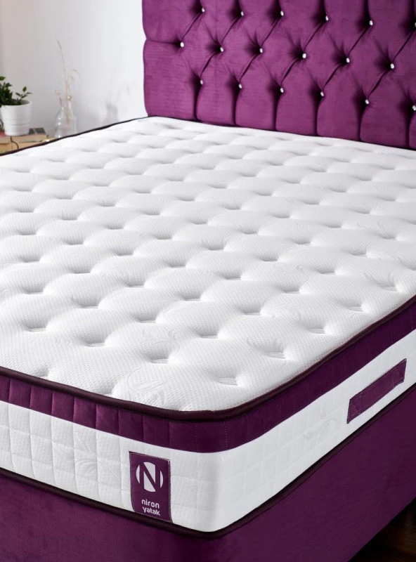 Niron Violet Yatak Seti 120x200 cm Tek Kişilik Yatak Baza Başlık Takımı - Orta Sert Yatak Mor Baza ve Başlığı - 8