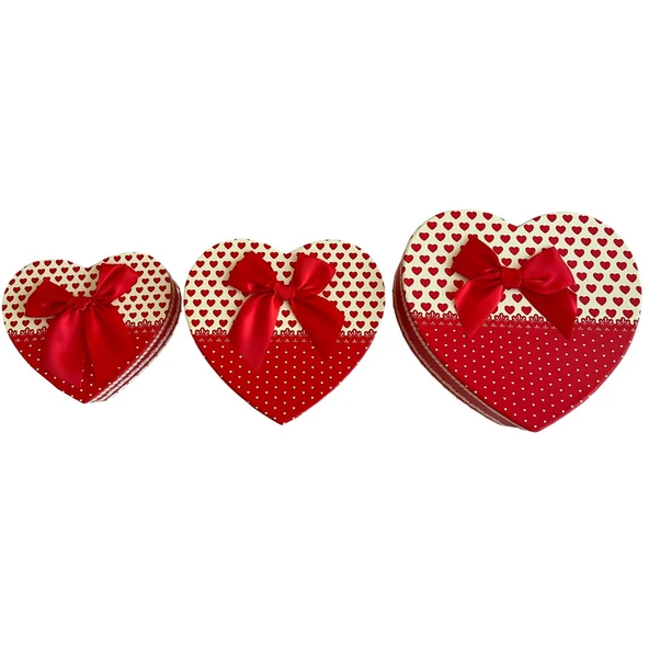 Hediye Kutusu Karton 3 lü Kırmızı Beyaz Kurdeleli - Mavi Su Dünyası - 5