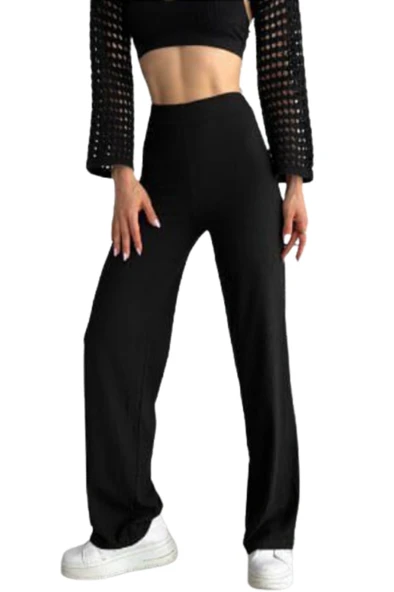 Looksense Kadın Kaşkorse Yüksek Bel Bol Paça Fitilli Tayt 01034 - Resim 3