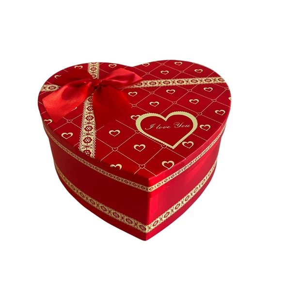 Hediye Kutusu Karton 3 lü Kırmızı Kalpli Renk - Mavi Su Dünyası - 3