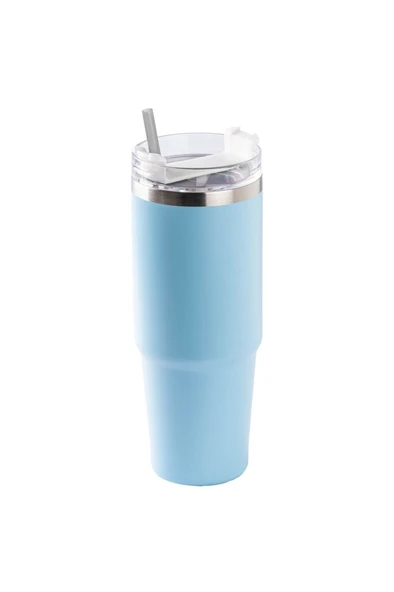 PABLO MAVİ PASLANMAZ ÇELİK PİPETLİ TERMOS BARDAK 890ML