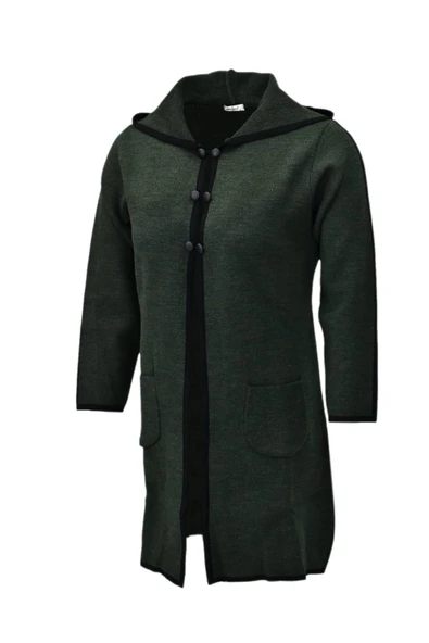 Kadın Kapüşonlu Tiriko Düğmeli Cepli Hırka 8232 BGL-ST04072 - Resim 7