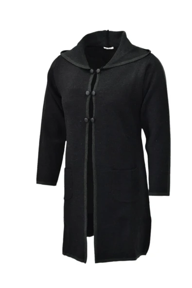 Kadın Kapüşonlu Tiriko Düğmeli Cepli Hırka 8232 BGL-ST04072 - Resim 6