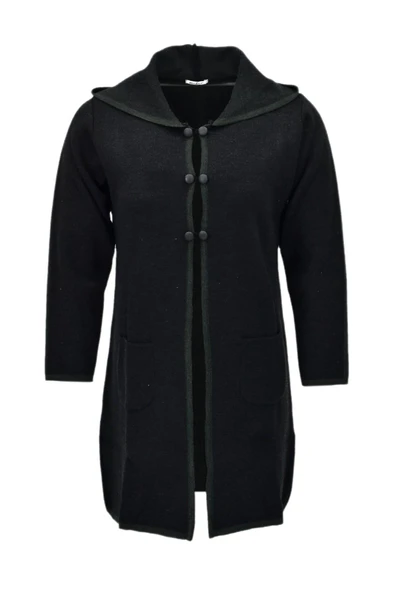 Kadın Kapüşonlu Tiriko Düğmeli Cepli Hırka 8232 BGL-ST04072 - Resim 4