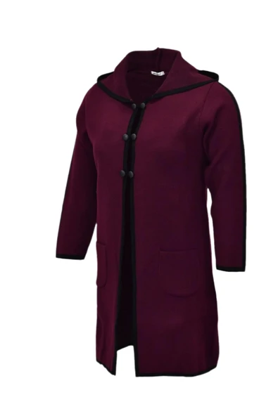 Kadın Kapüşonlu Tiriko Düğmeli Cepli Hırka 8232 BGL-ST04072 - Resim 5